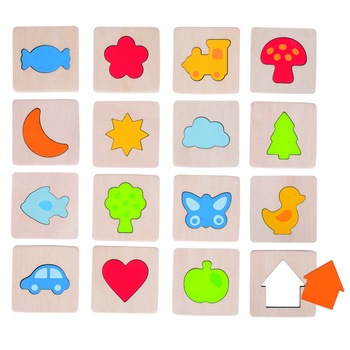 Joc memorie tactil, lemn, 32 piese, 3+ Joc memorie tactil, lemn, 32 piese, 3+