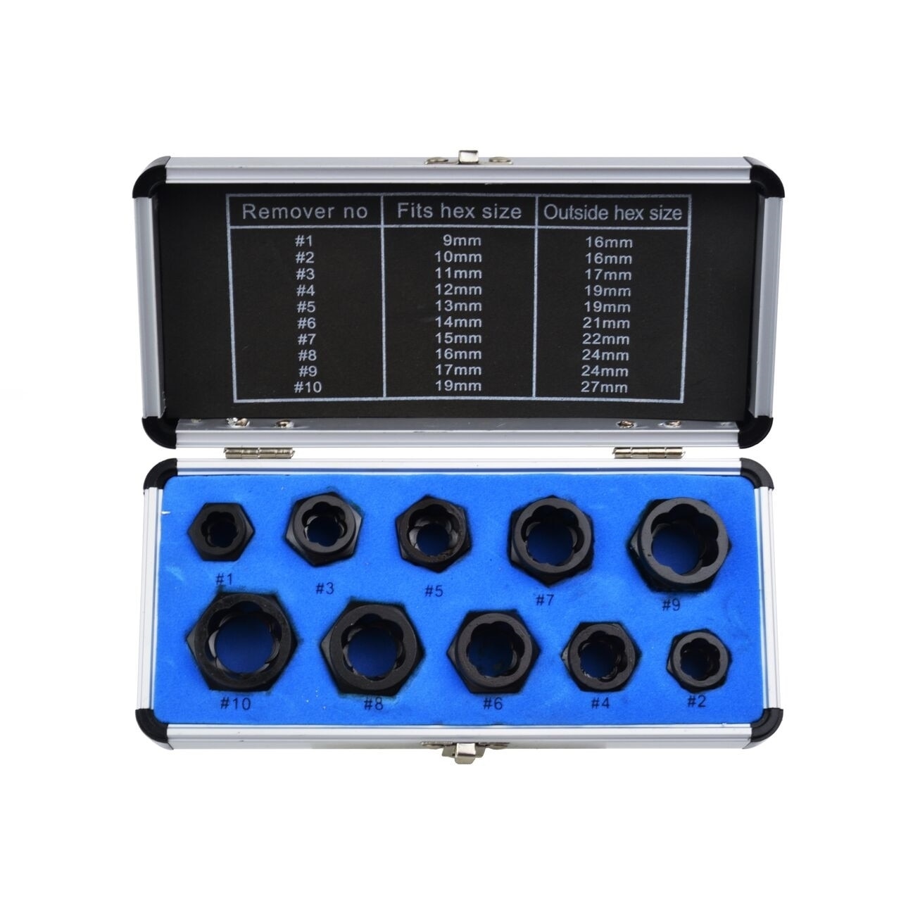 Trusa chei pentru suruburi deteriorate 9-19mm, 10 piese, GEKO