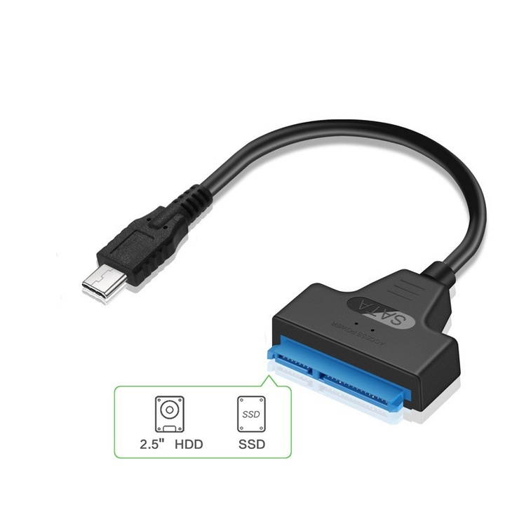 USB-C 3.1 Type-C – SATA 3 22 tűs adapterkábel 2,5 hüvelykes HDD / SSD laptop merevlemezhez 6 GB/S Cubis