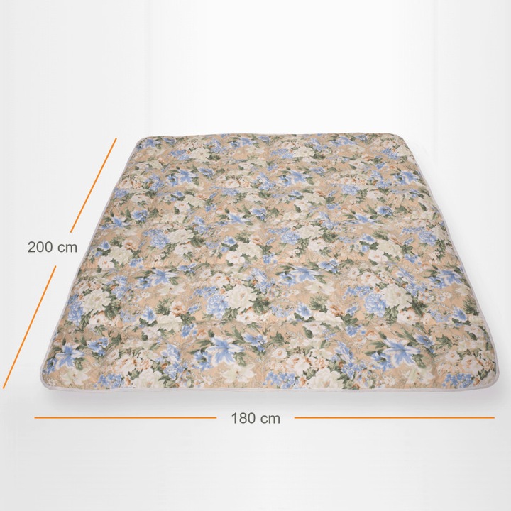 Pernador paplan, 180 cm x 200 cm, libatoll, kék virágos