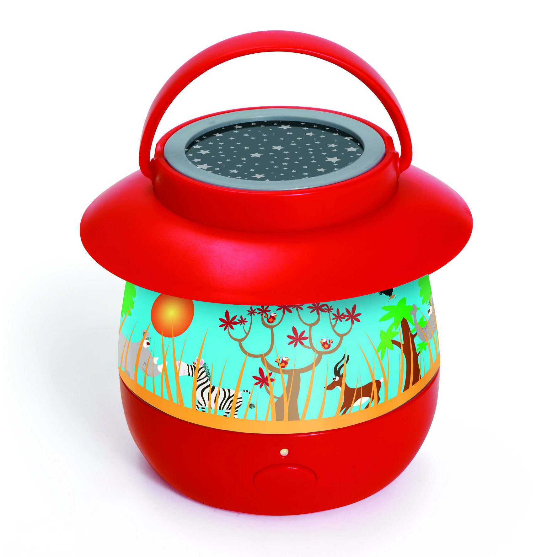 Proiector pentru copii, Scratch, rosu cu model Safari