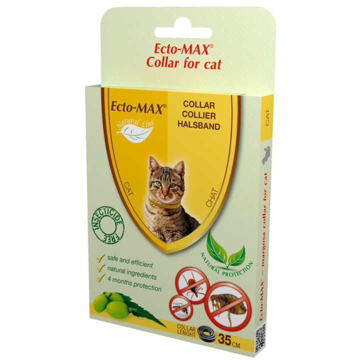 Противопаразитна каишка Ecto Max Bio Cat, За котки, 42 см