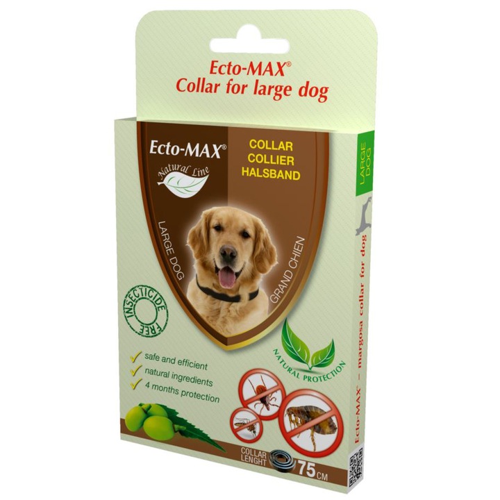 Zgarda antiparazitara pentru caini Ecto Max Bio, 75 cm
