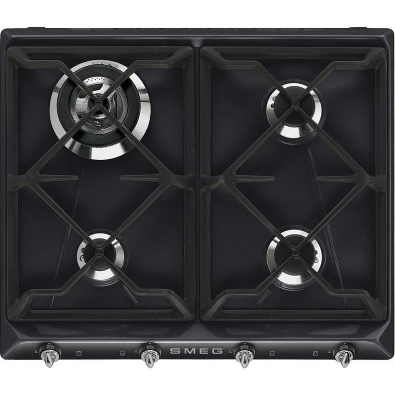 Plita incorporabila Smeg Victoria SR964NGH, 60 cm, plita gaz, 4 arzatoare, sistem siguranta Stop-Gaz, negru