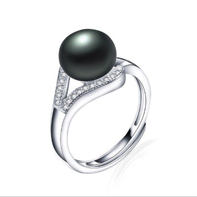 Inel Perle M2 ajustabil - argint si perle de cultura negre