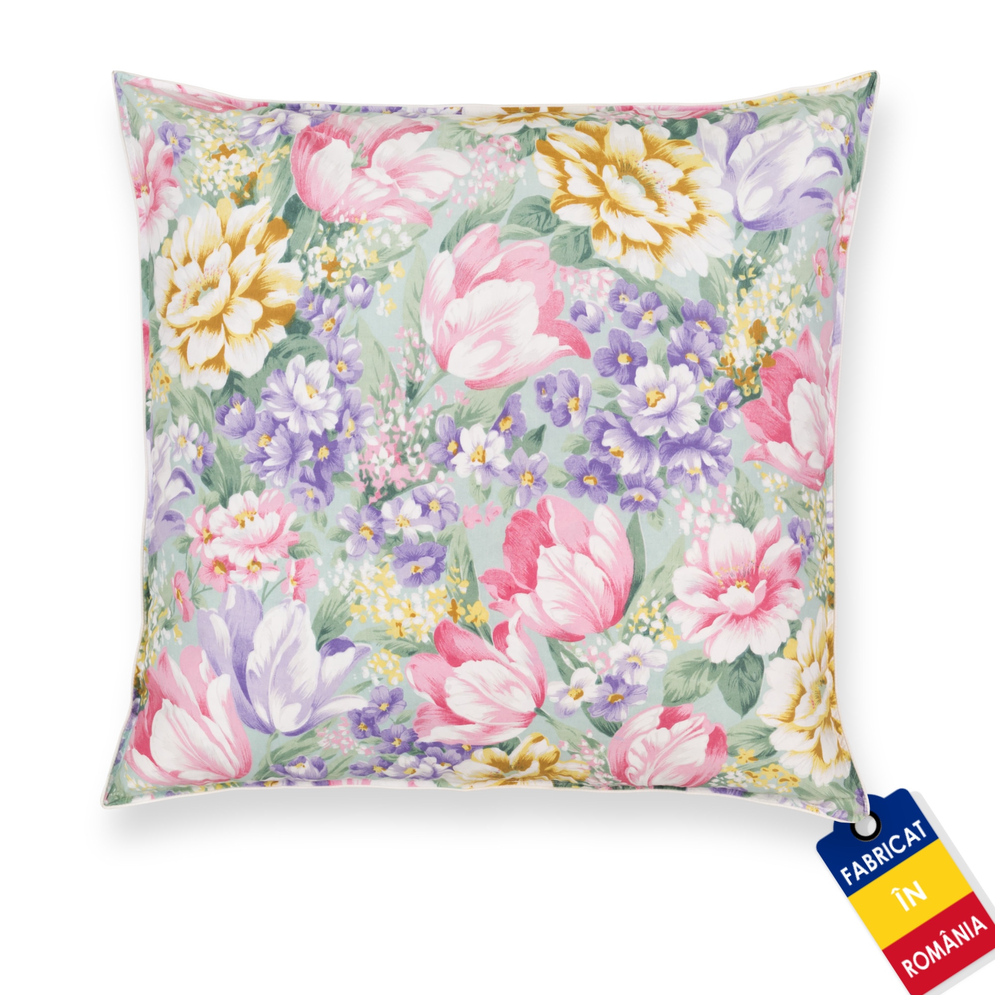 Perna Pernador antialergica din Bumbac, Snowballs, 60x60 cm, flori mov