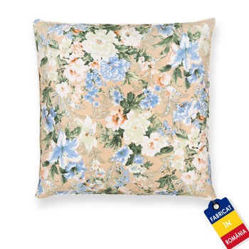 Perna Pernador antialergica din Bumbac, Snowballs, 60x60 cm, flori albastre Perna Pernador antialergica din Bumbac, Snowballs, 60x60 cm, flori albastre