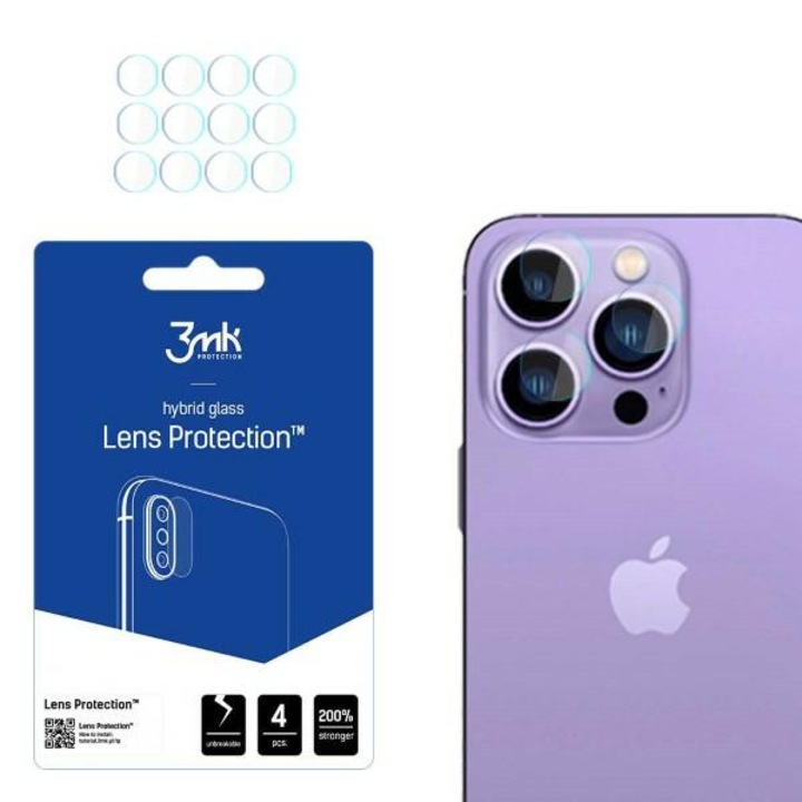 Protectie pentru lentile camera 3MK 3M004252, hybrid glass Lens Protection, compatibil iPhone 14 Pro/14 Pro Max, transparent, 4 buc.