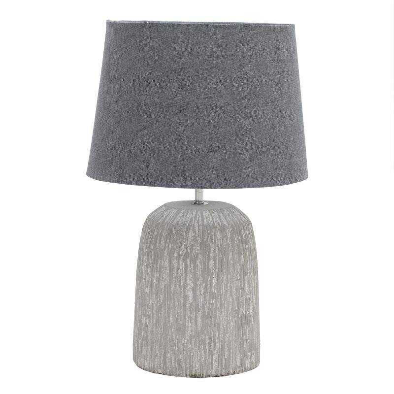 Veioza realizata din ceramica cu abajur din poliester de culoare gri