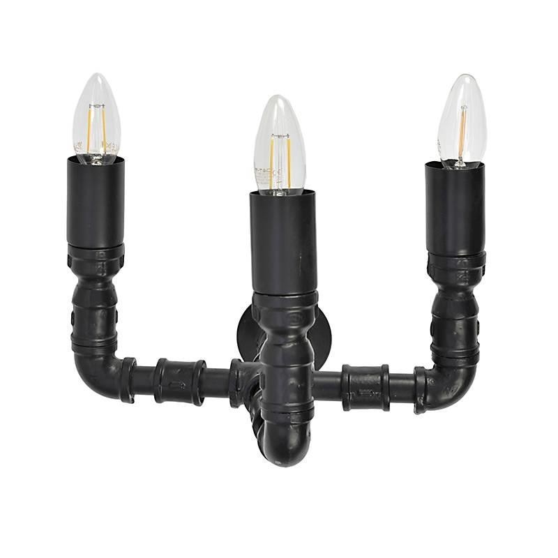 Lampa de perete din metal de culoare neagra in forma de robinet