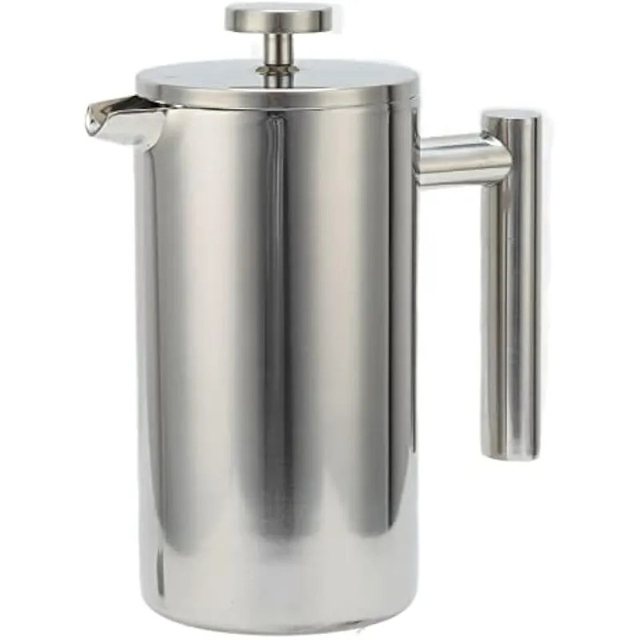 Cafetieră French Press din inox, 1000 ml, rezistență la căldură, design simplu