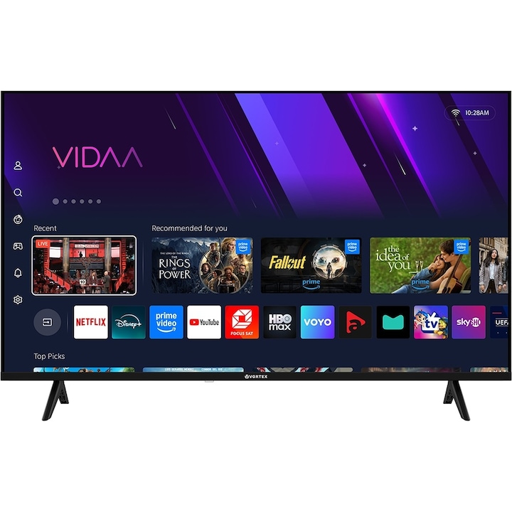 Televizor LED Smart Vortex V40F101VS, Full HD, 101cm, margini subțiri, sistem de operare VIDAA, Netflix, aplicații YouTube, Amazon Prime, Disney+, HBO Max