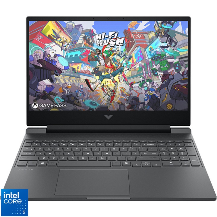 Laptop HP Gaming 15.6'' Victus 15-fa3005nn, FHD IPS 144Hz, Procesor Intel® Core™ 5 205H (12M Cache, up to 4.80 GHz), 16GB DDR4, 1TB SSD, GeForce RTX 3050 6GB, Free DOS, Mica Silver