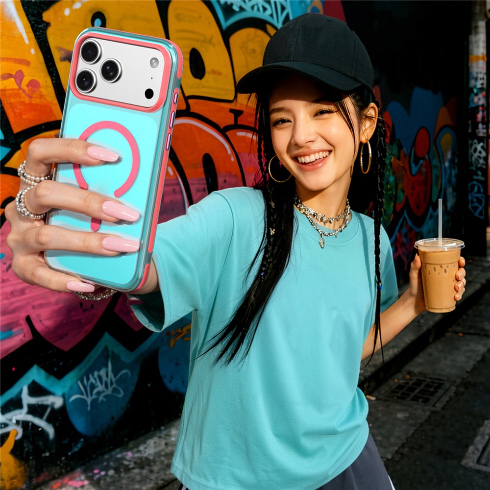 Husa compatibila cu iPhone 18 Pro Max, IceMag, MagSafe, Antisoc, contur Sky Blue
