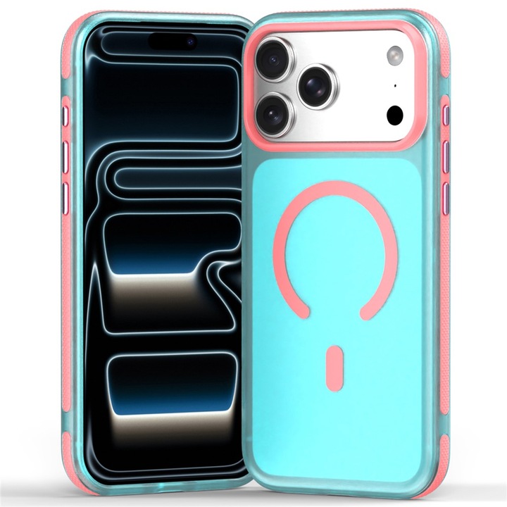 Husa compatibila cu iPhone 18 Pro Max, IceMag, MagSafe, Antisoc, contur Sky Blue