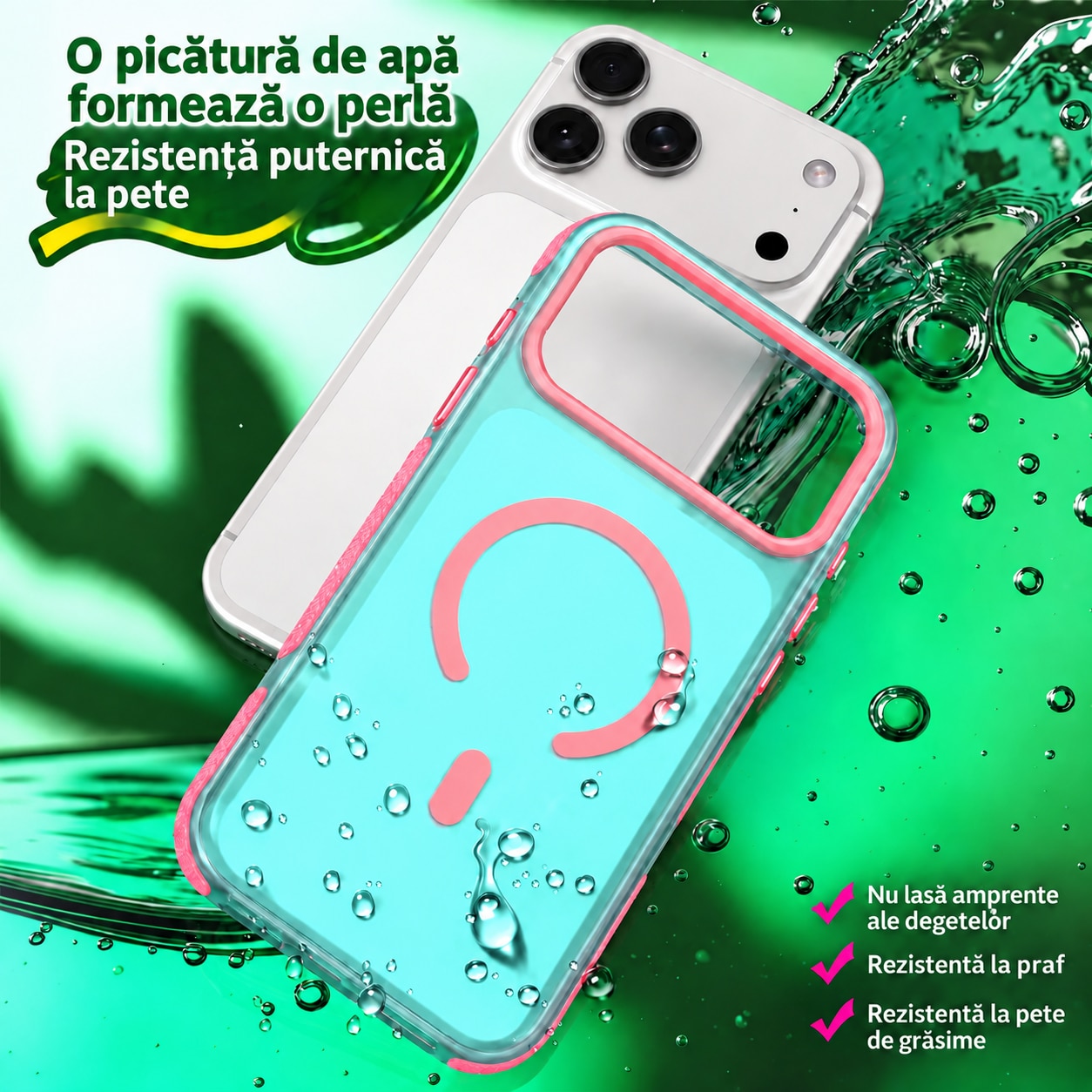 Husa compatibila cu iPhone 18 Pro Max, IceMag, MagSafe, Antisoc, contur Sky Blue