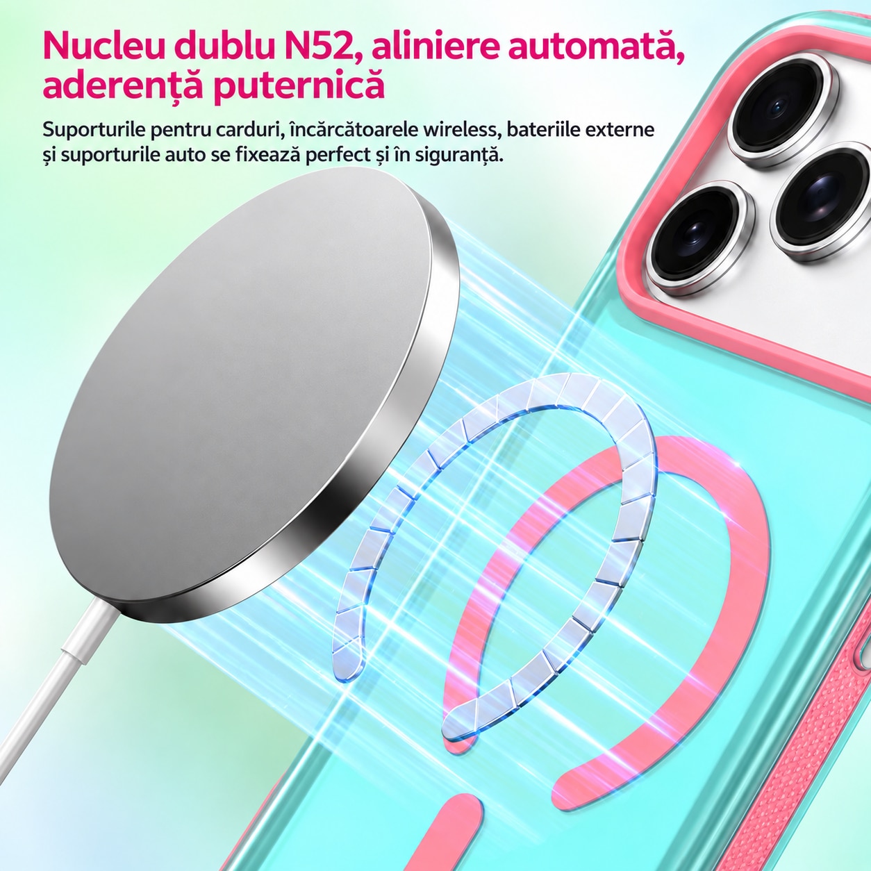 Husa compatibila cu iPhone 18 Pro Max, IceMag, MagSafe, Antisoc, contur Sky Blue