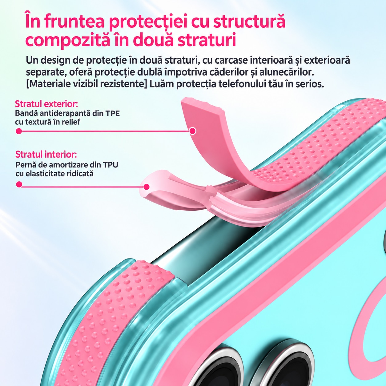Husa compatibila cu iPhone 18 Pro Max, IceMag, MagSafe, Antisoc, contur Sky Blue