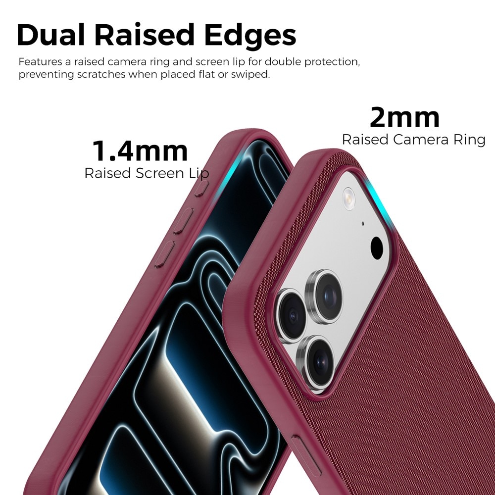 Husa compatibila cu iPhone 17 Pro Max, MagSafe, Design Woven, Soft Touch, Antisoc, Cherry Red