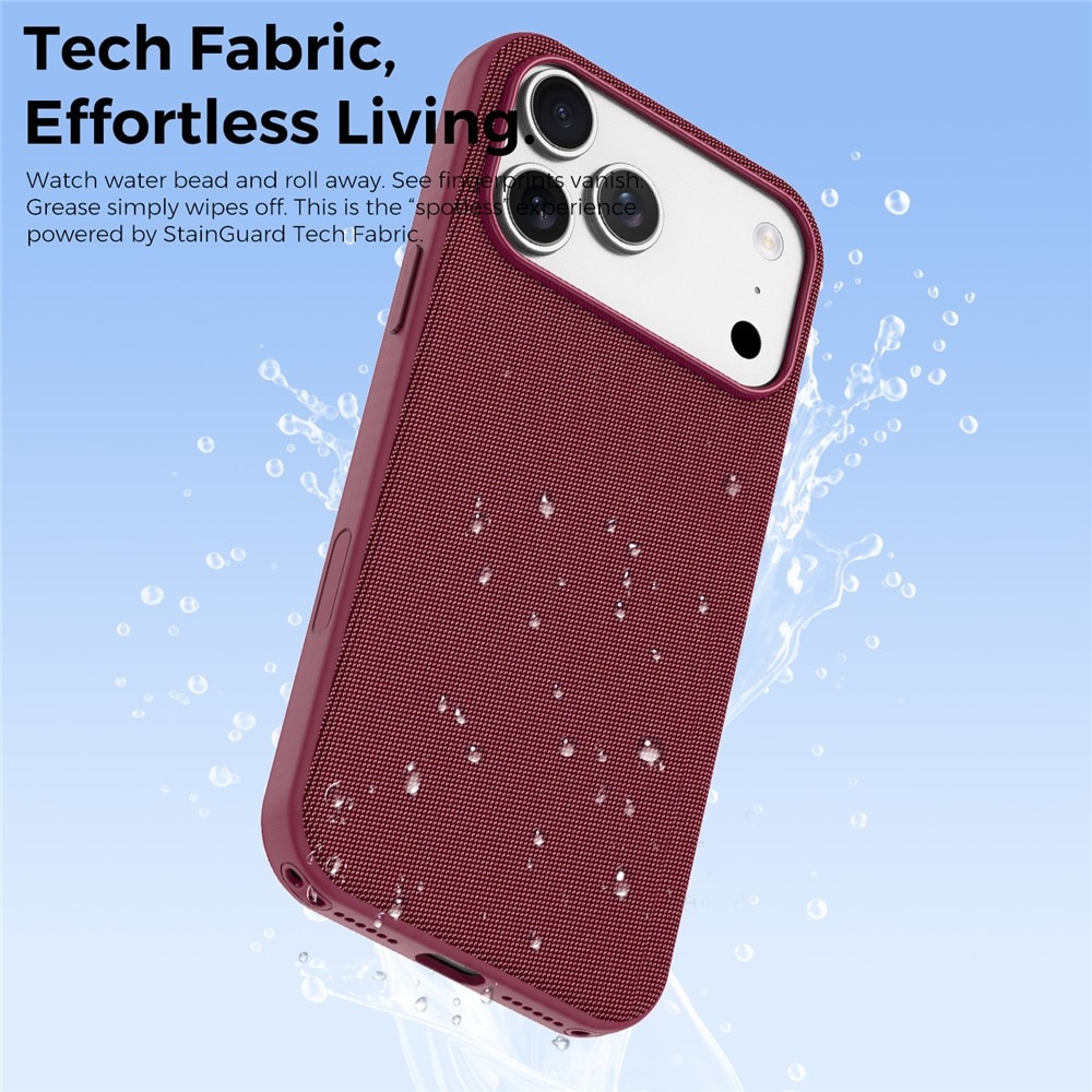 Husa compatibila cu iPhone 17 Pro Max, MagSafe, Design Woven, Soft Touch, Antisoc, Cherry Red