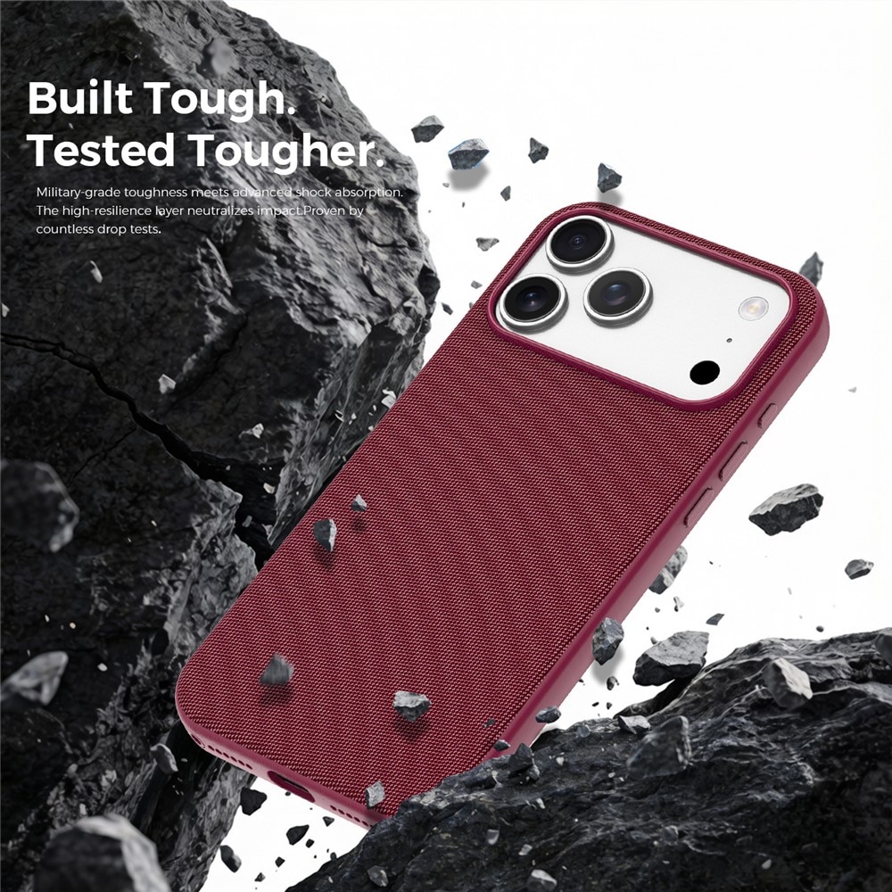 Husa compatibila cu iPhone 17 Pro Max, MagSafe, Design Woven, Soft Touch, Antisoc, Cherry Red