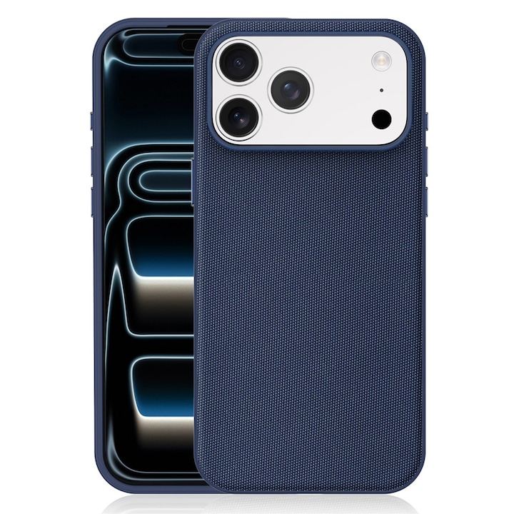 Husa compatibila cu iPhone 18 Pro Max, MagSafe, Design Woven, Soft Touch, Antisoc, Albastru Inchis
