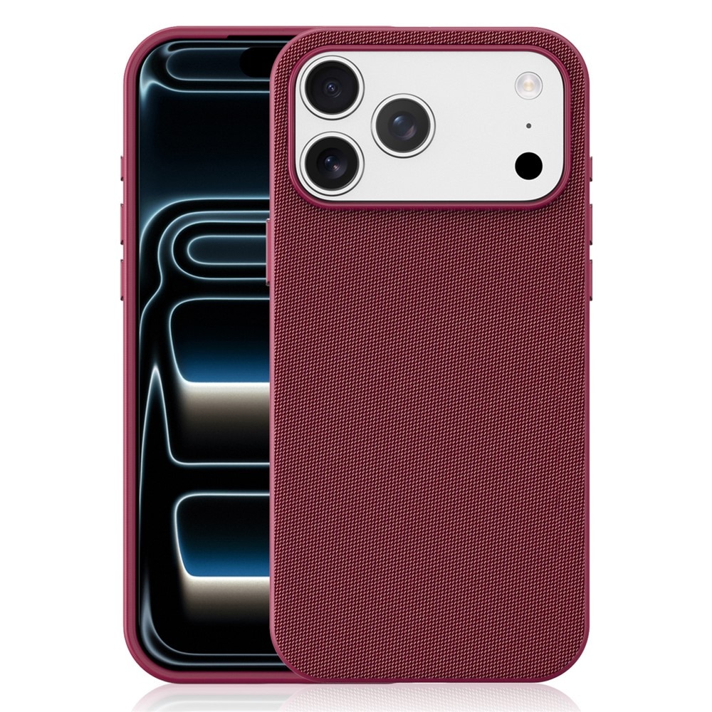 Husa compatibila cu iPhone 17 Pro Max, MagSafe, Design Woven, Soft Touch, Antisoc, Cherry Red