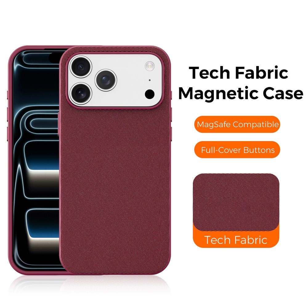 Husa compatibila cu iPhone 17 Pro Max, MagSafe, Design Woven, Soft Touch, Antisoc, Cherry Red