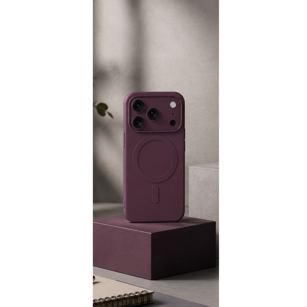 Husa Simple Color Mag, pentru iPhone 17 Pro Max 6 "9" / 18 Pro Max 6 "9", protectii camere, flexibila, Visiniu
