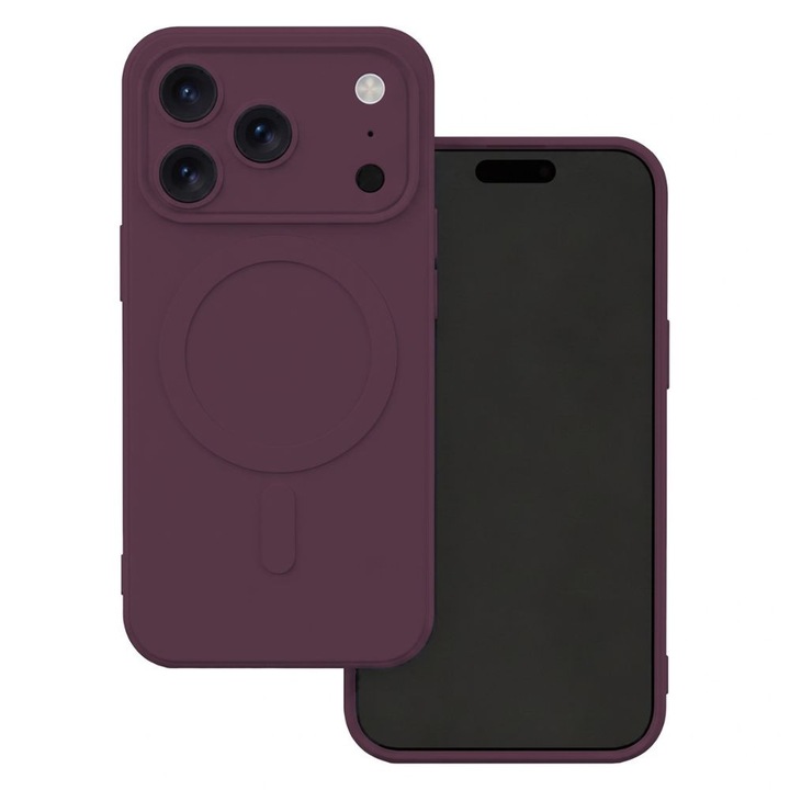 Husa Simple Color Mag, pentru iPhone 17 Pro Max 6 "9" / 18 Pro Max 6 "9", protectii camere, flexibila, Visiniu