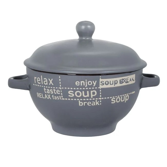 Antbro Bol de ceramică interior ecru gri, 650 ml, cu capac