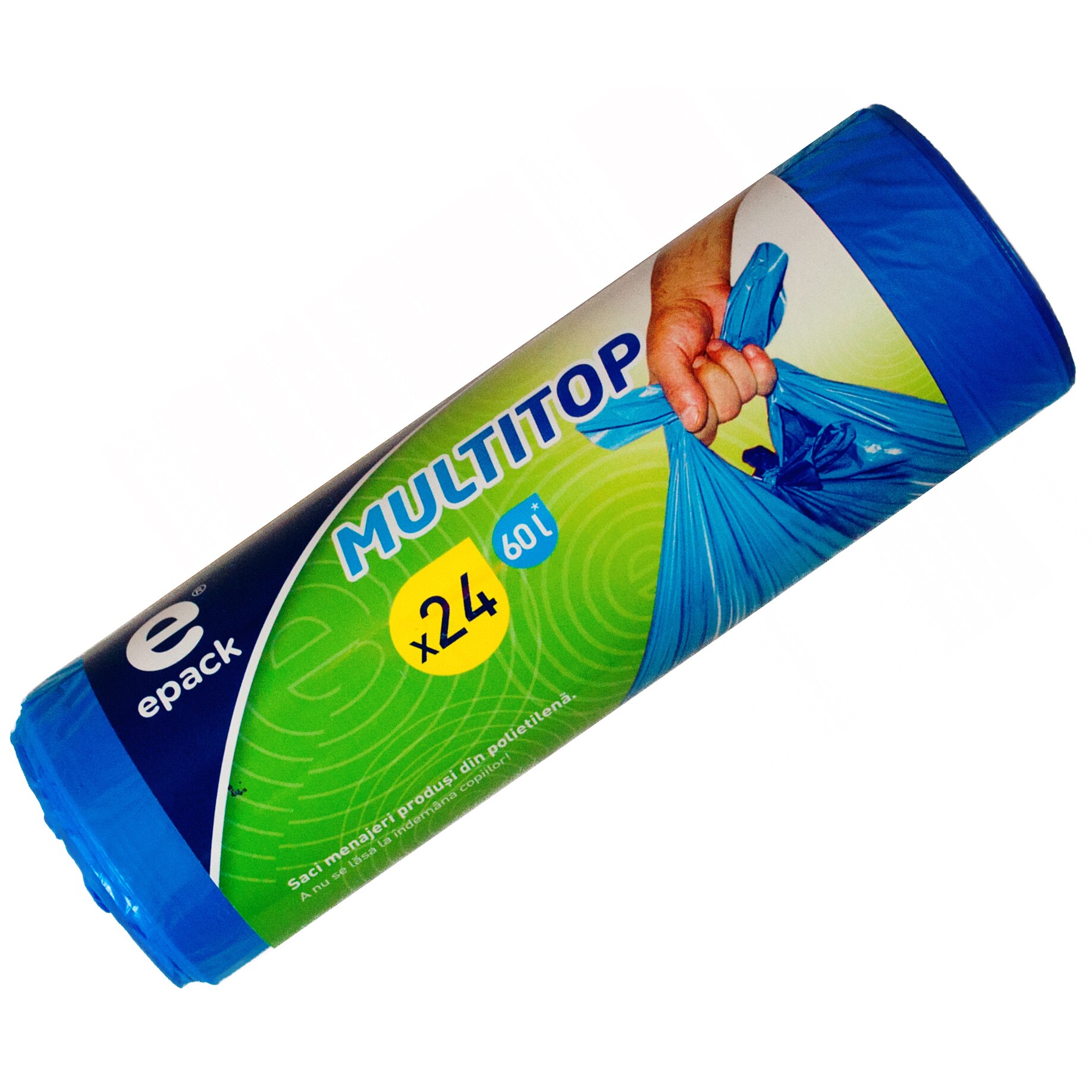 Saci Menajeri HDPE Cu Dubla Inchidere Albastru Epack, 60L, 24 Buc