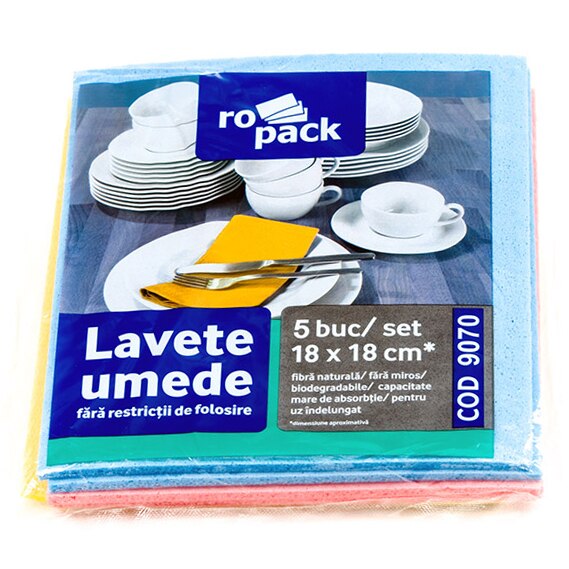 Lavete umede Ropack, 18 x 18 cm, 5 buc/set