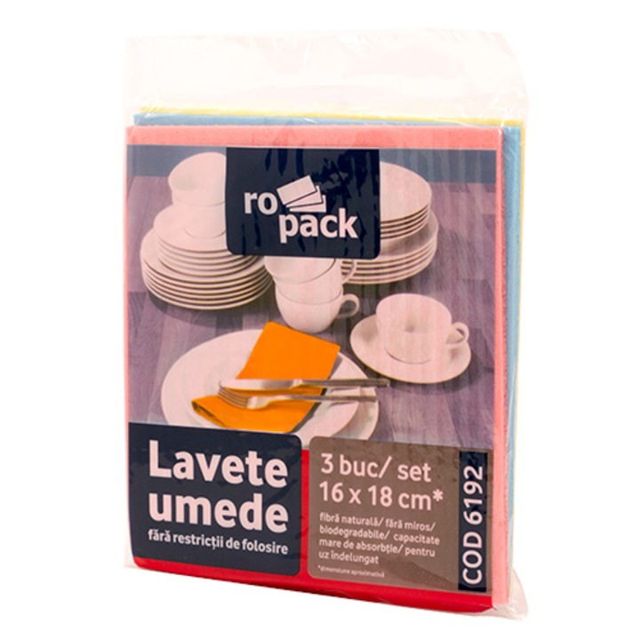 Lavete umede Ropack, 16 x 18 cm, 3 buc/set