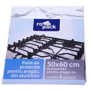 Folie de protectie din aluminiu pentru aragaz Ropack, 50 x 60 cm Folie de protectie din aluminiu pentru aragaz Ropack, 50 x 60 cm