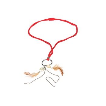 Colier Statement Rosu cu Pene Textil Handmade Colier Statement Rosu cu Pene Textil Handmade