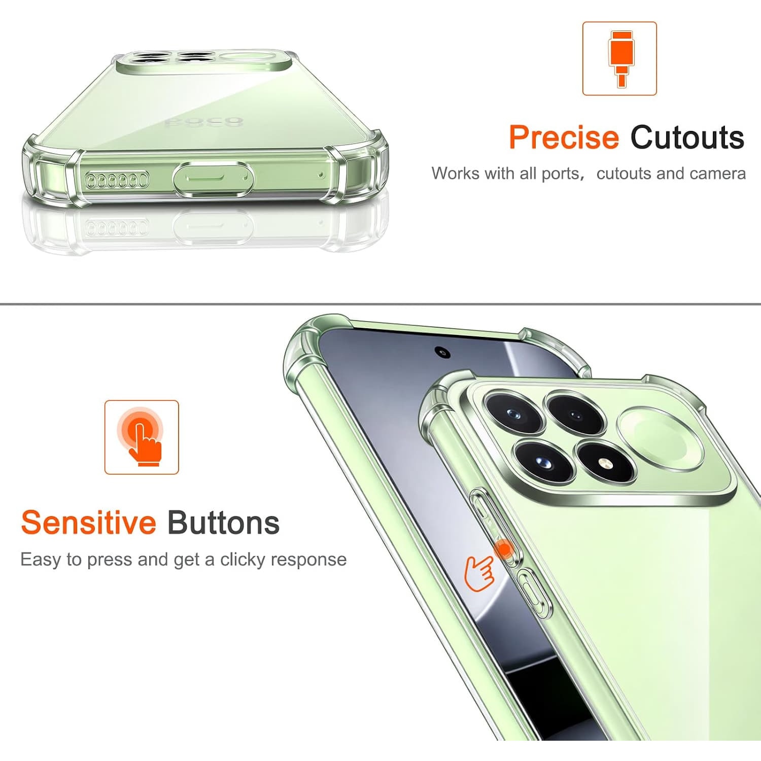 Husa pentru Poco F9 Pro Slim Anti-Shock 1.5mm reinforced 4 corners, transparenta