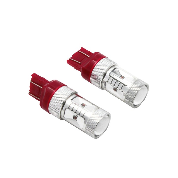 Led auto XtremeVision® ROSU T20 (7443) Canbus 30W 12-24V Leduri CREE cu dubla intensitate