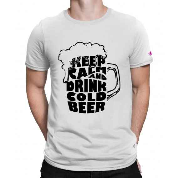 Tricou personalizat Keep calm and drink a cold beer, negru, L