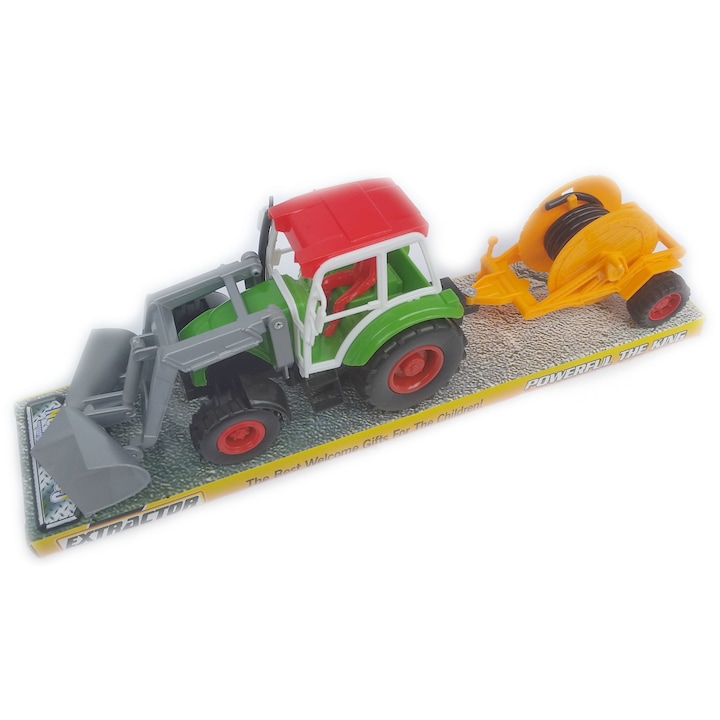 Детска играчка Трактор с гребло и инвентар Krisrtaltoys. С маркуч за поливане