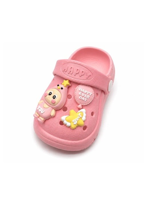 Saboti Copii Tip Crocs, Spuma cu Personaj 3D Mixbo, Balon si Stea Decorativa, Bareta Reglabila, Talpa Antiderapanta, Roz 21-22 EU, Roz