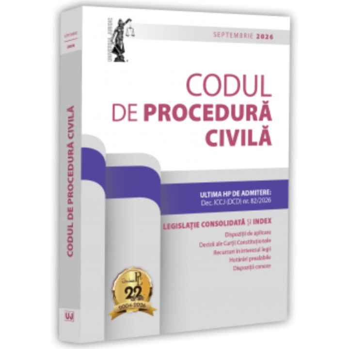 Codul de procedura civila: septembrie 2026. editie tiparita pe hartie alba