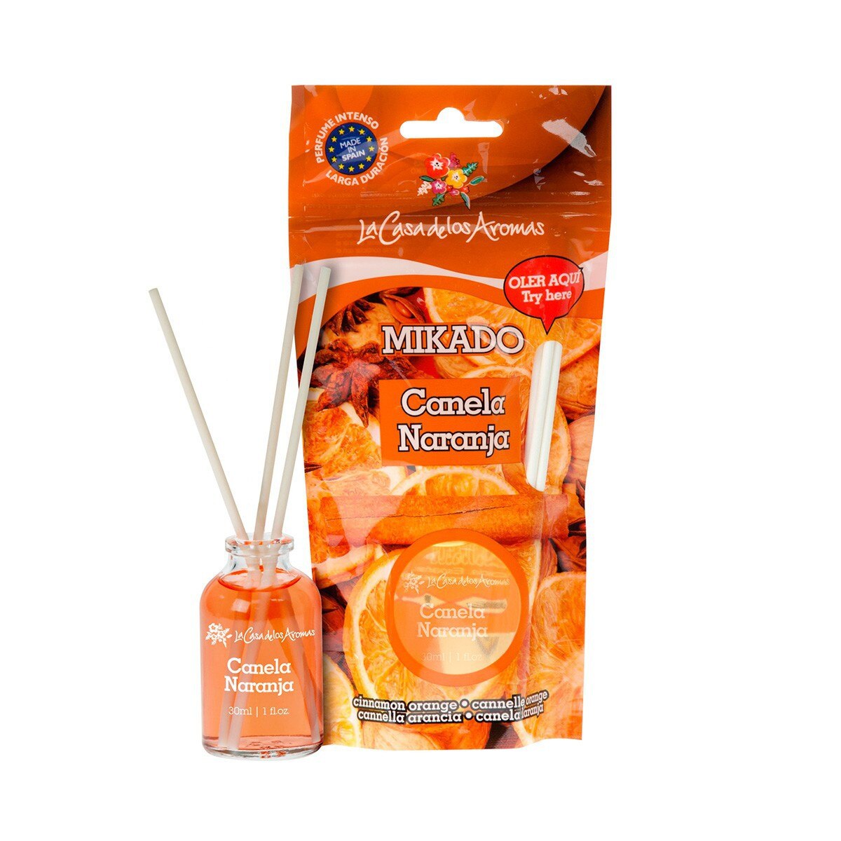 Odorizant camera cu betisoare de rattan LCLA Doypack Scortisoara si Portocal, 30 ml