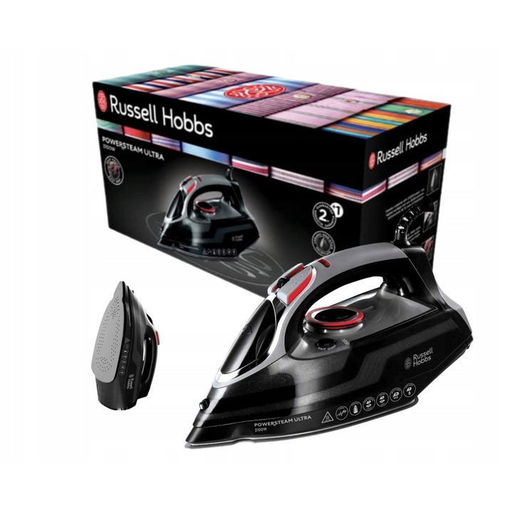 Fier de calcat Russell Hobbs 3100W, talpa ceramica, jet puternic de abur