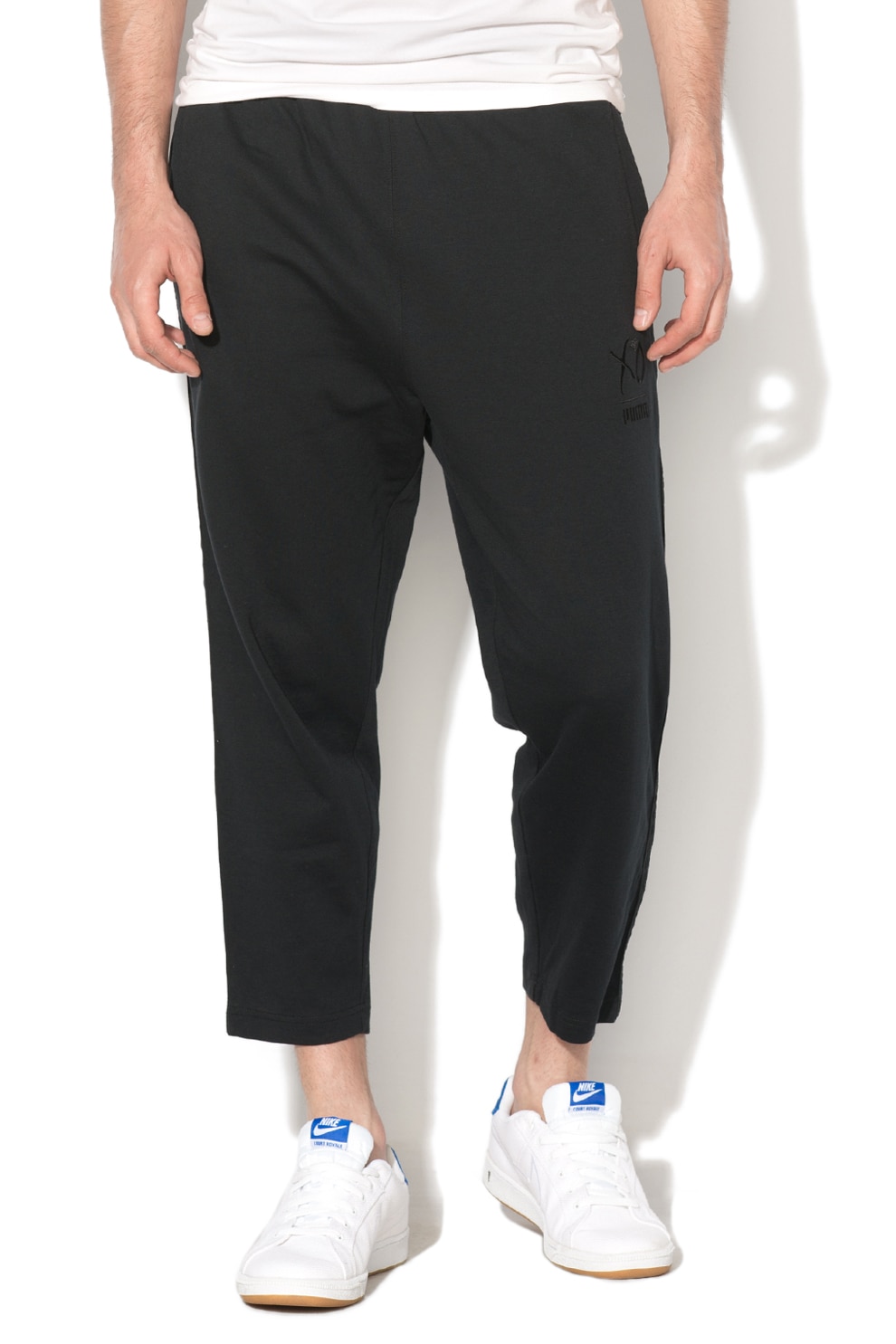 Puma, Pantaloni sport cu detaliu cu motiv traditional Puma x XO, Negru, S