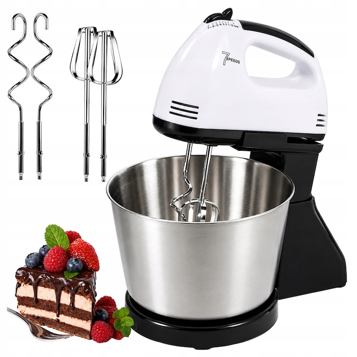 Mixer de mana electric pentru cappuccino si omleta, roz, 20 cm
