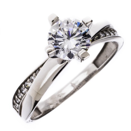 Feherarany Eljegyzesi Gyuru Oriasi Brilians Csiszolasu Cirkonia Kovel Meret 53 Emag Hu