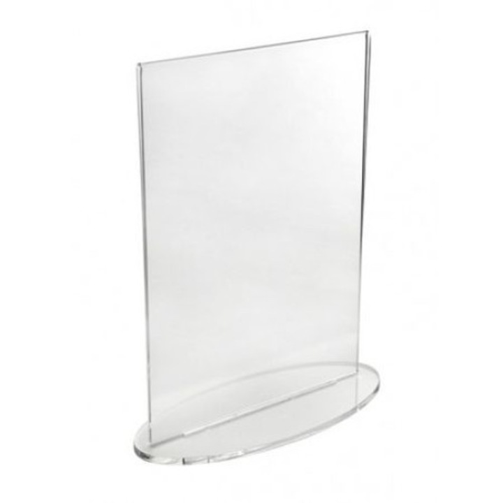 Suport meniu cu baza ovala, A5 (148x210mm), transparent