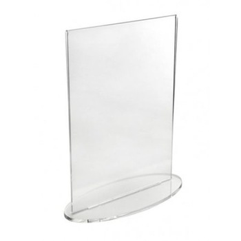 Suport meniu cu baza ovala, A5 (148x210mm), transparent Suport meniu cu baza ovala, A5 (148x210mm), transparent