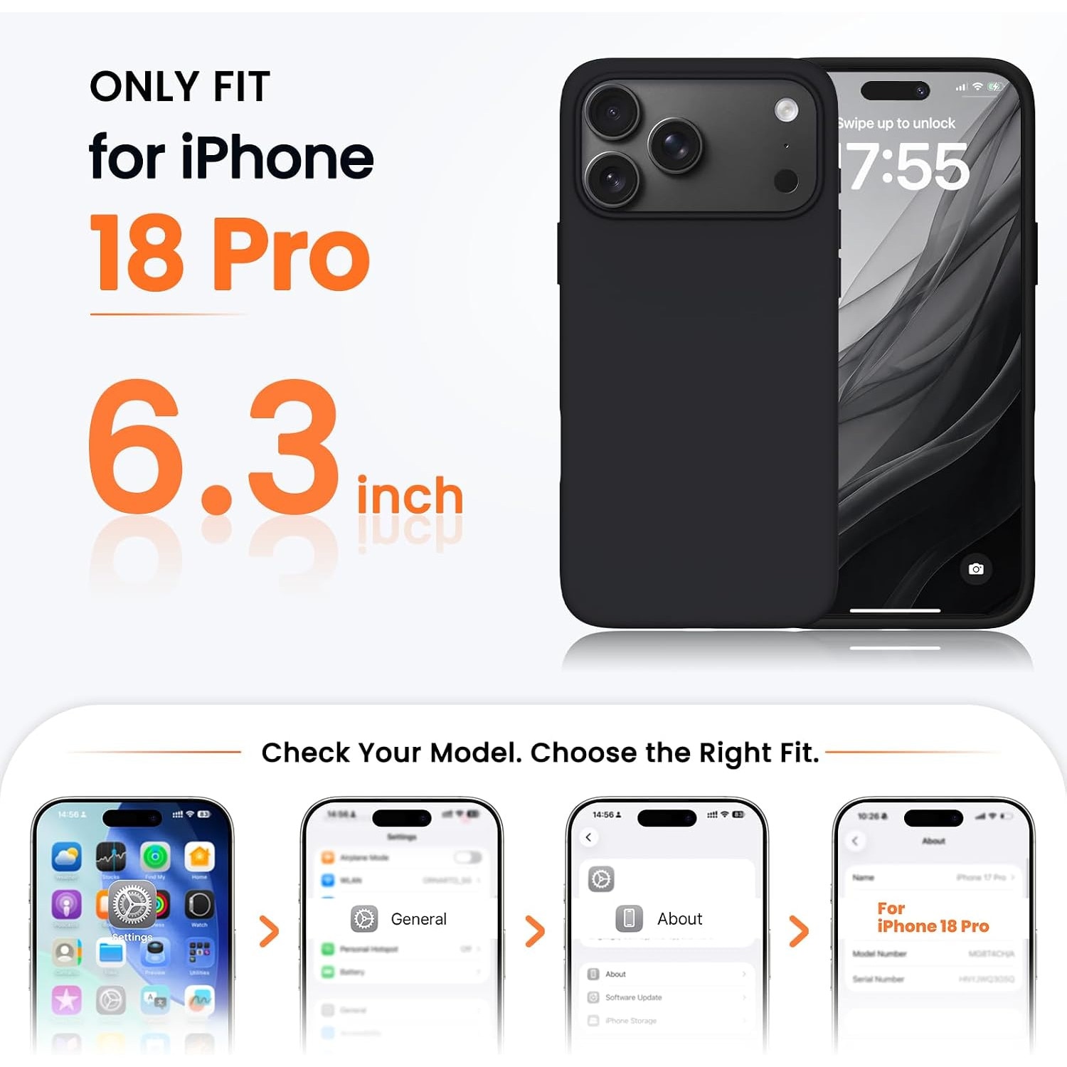 Husa pentru iPhone 18 Pro, Joyshell, SIlicon Catifelat Cu Interior Microfibra, Protectie Premium, Negru